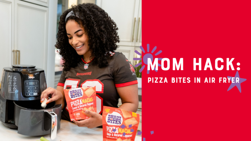 image of woman putting pizza bites into air fryer