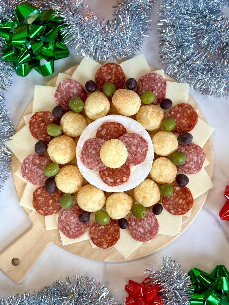 cheese bread charcuterie wreath
